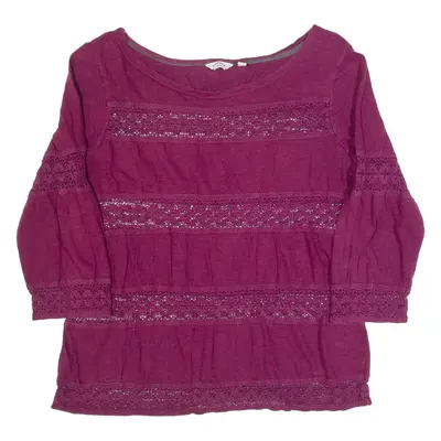 FAT FACE Womens Top Purple 3/4 Sleeve UK 14