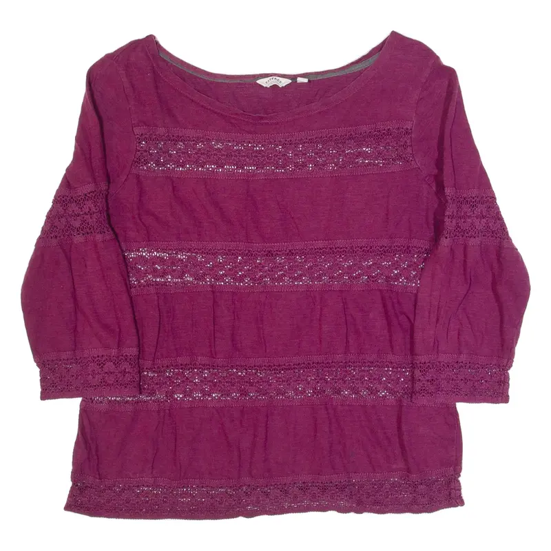 FAT FACE Womens Top Purple 3/4 Sleeve UK 14