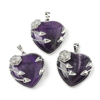 Natural Amethyst Heart Pendants