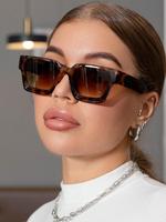 Unisex Vintage Tortoiseshell Square Frame Sunglasses, Tinted Lens Glasses, Stylish Glasses, Sunglasses for Women, Trendy Casu...