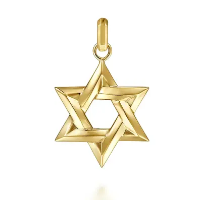 Sterling Silver with Yellow Gold Plated Star Of David Pendant Charms for Men