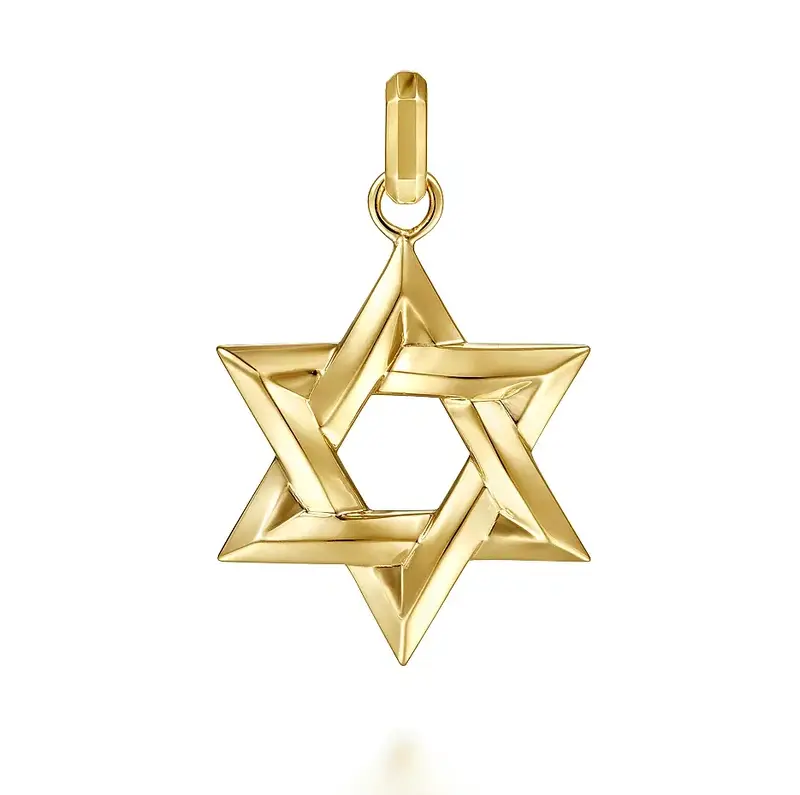 Sterling Silver with Yellow Gold Plated Star Of David Pendant Charms for Men