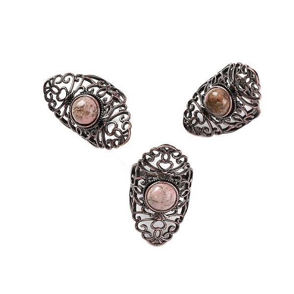 Natural Rhodonite Retro Finger Rings