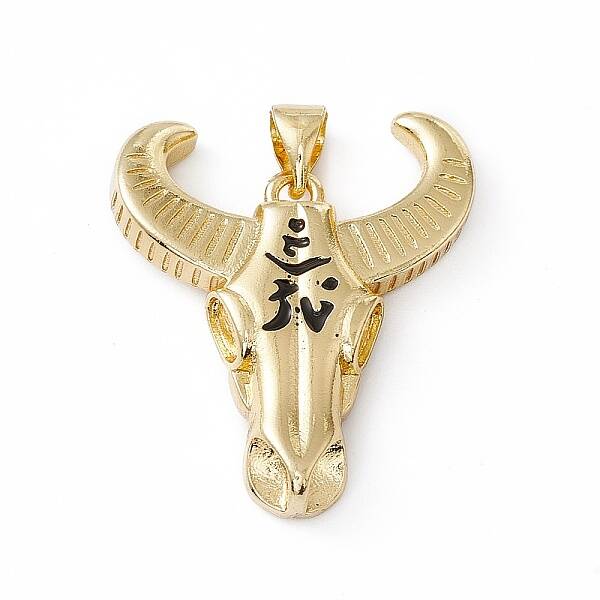 Brass Black Enamel Pendants