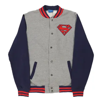 Age 15-16 Superman Baseball Jacket - Small Grey Cotton Blend