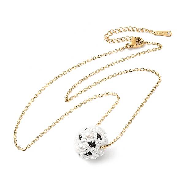 Shell Pearl Beaded Flower Pendant Necklace