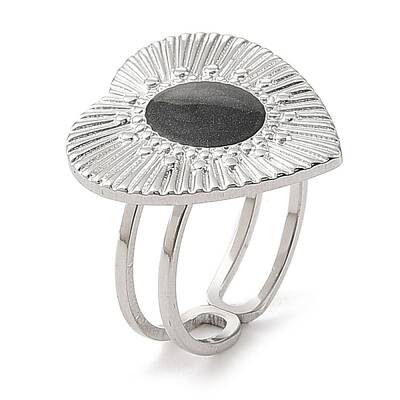 304 Stainless Steel Enamel Open Cuff Rings for Women