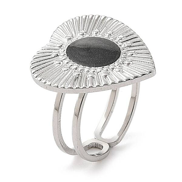 304 Stainless Steel Enamel Open Cuff Rings for Women