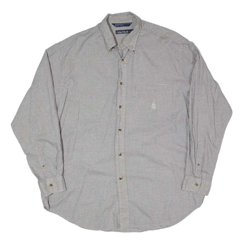NAUTICA Shirt Beige Check Long Sleeve Mens L