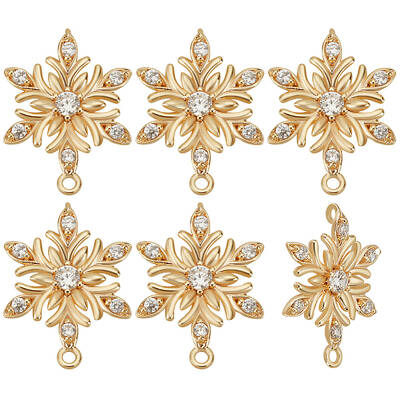 10Pcs Brass Micro Pave Clear Cubic Zirconia Connector Charms