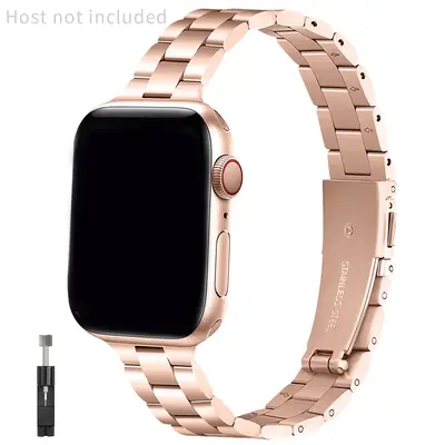 Stainless Steel Watch Band (Band Only), Women's Thin Watch Band for iWatch 9/8/7/6/5/4/3/2/1/SE/SE2 Series
