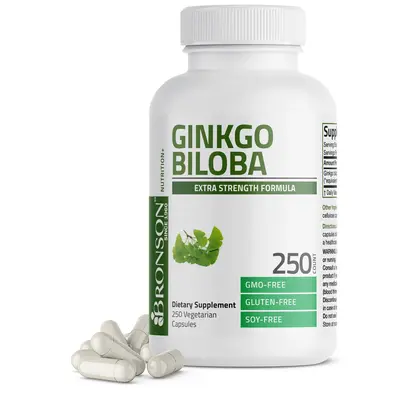 Bronson Ginkgo Biloba 500mg Extra Strength 500mg per Serving - GMO-Free, Gluten-Free, Supports Brain Function & Memory Suppor...