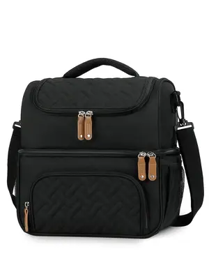 Double Layer Lunch Bag, Leak-proof Lunch Box Cooler Bag, Large Lunch Bags for Women & Men, Functional Bag for Work, School, T...