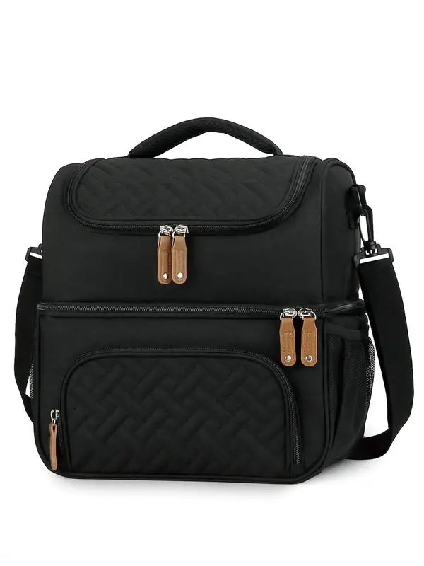 Double Layer Lunch Bag, Leak-proof Lunch Box Cooler Bag, Large Lunch Bags for Women & Men, Functional Bag for Work, School, T...