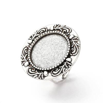 Vintage Adjustable Iron Finger Ring Components Alloy Cabochon Bezel Settings