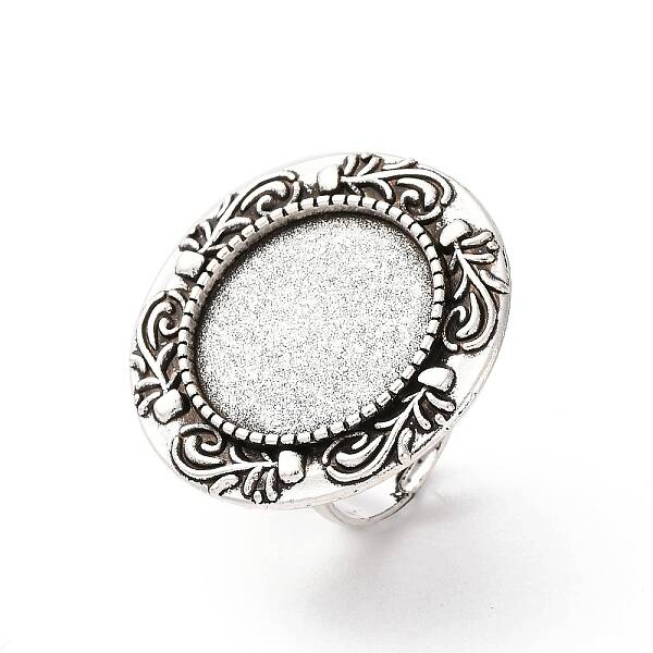 Vintage Adjustable Iron Finger Ring Components Alloy Cabochon Bezel Settings