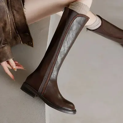 CHIKO Akoni Round Toe Block Heels Knee High Boots