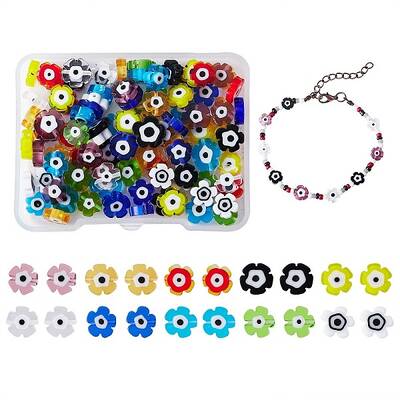 120Pcs 10Colors Handmade Evil Eye Lampwork Beads
