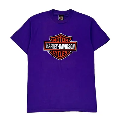 Mardi Gras Harley Davidson Graphic T-Shirt - Medium Purple Cotton