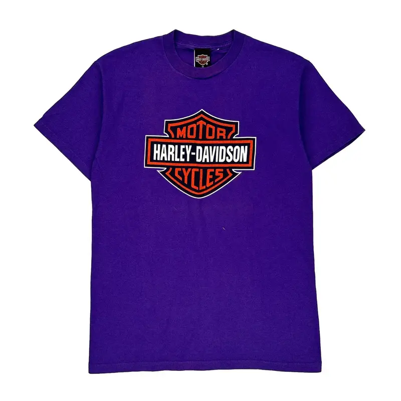 Mardi Gras Harley Davidson Graphic T-Shirt - Medium Purple Cotton