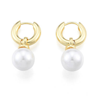 ABS Plastic Pearl Dangle Hoop Earrings