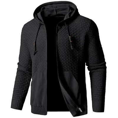 Zaitun Men's Full Zip Up Hooded Cardigan Sweater with Pockets