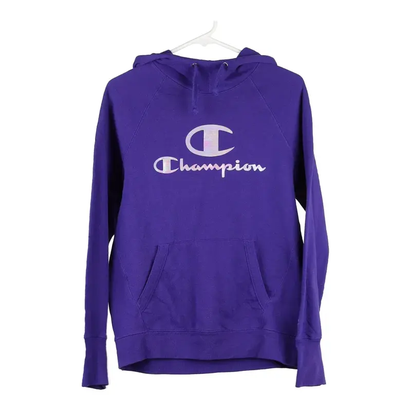Champion Spellout Hoodie - Medium Purple Cotton Blend