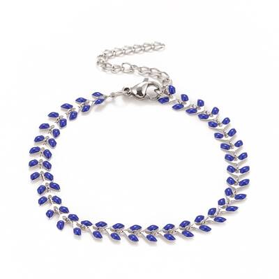 Enamel Wheat Link Chains Bracelet