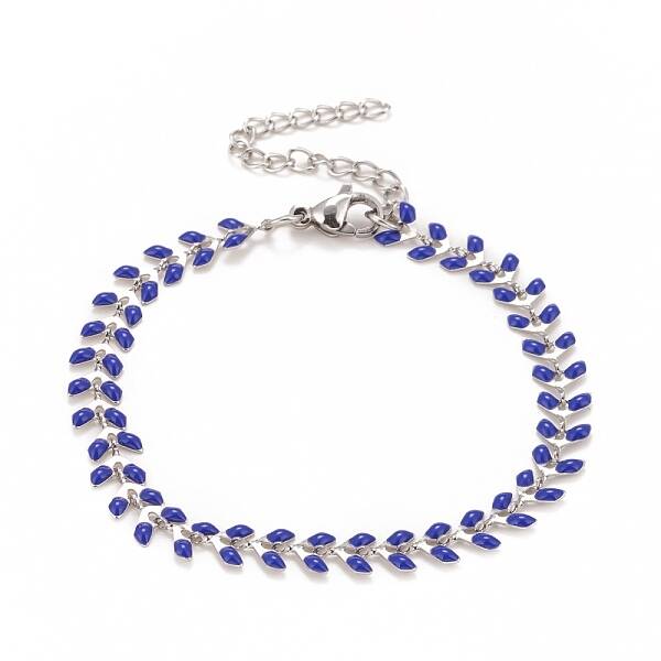 Enamel Wheat Link Chains Bracelet