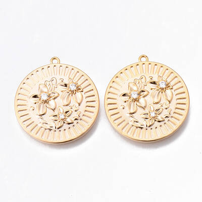 Brass Micro Pave Clear Cubic Zirconia Pendants