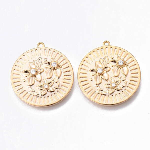 Brass Micro Pave Clear Cubic Zirconia Pendants