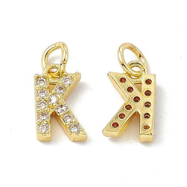 Real 18K Gold Plated Brass Micro Pave Clear Cubic Zirconia Charms