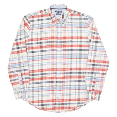 TOMMY HILFIGER New York Fit Mens Shirt Red Check Long Sleeve L