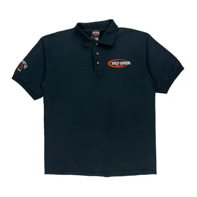 Made In Usa Harley Davidson Polo Shirt - Large Navy Cotton