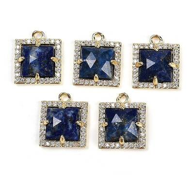 Natural Lapis Lazuli Faceted Square Charms