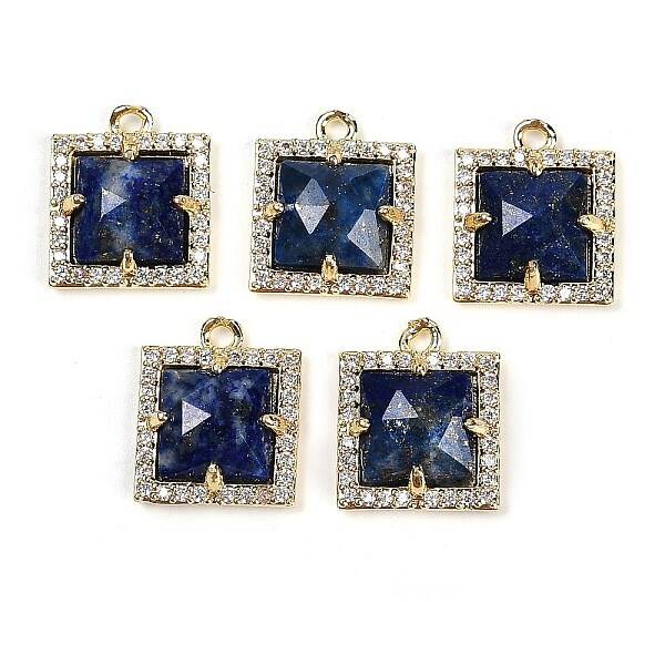 Natural Lapis Lazuli Faceted Square Charms