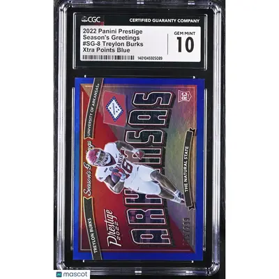 Treylon Burks CGC 2022 Prestige #SG 8 Xtra Points Blue Season's Greetings 10