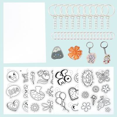 DIY Plastic Heat Shrink Film Paper & Iron Keychain Kits