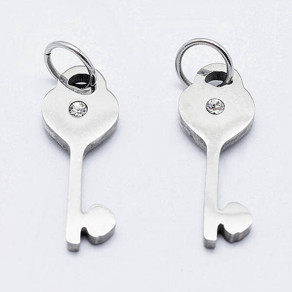 316 Surgical Stainless Steel Micro Pave Clear Cubic Zirconia Pendants