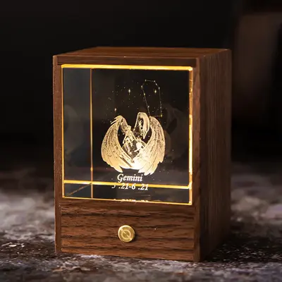 Crystal LED Table Lamp USB Power Decor Constellation Light Bedroom Night Lights For Decor | constellation: Gemini
