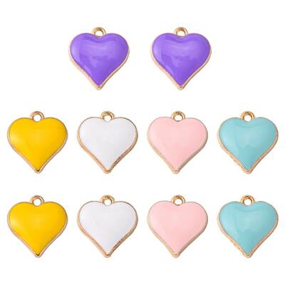 10Pcs 5 Colors Alloy Enamel Pendants