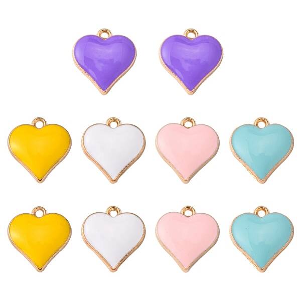 10Pcs 5 Colors Alloy Enamel Pendants