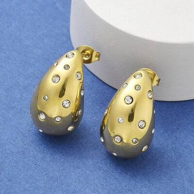 304 Stainless Steel Teardrop Stud Earrings
