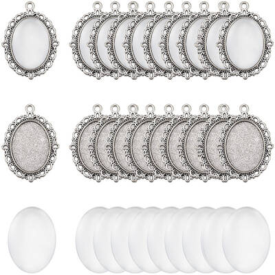 DIY Blank Oval Dome Pendant Making Kit