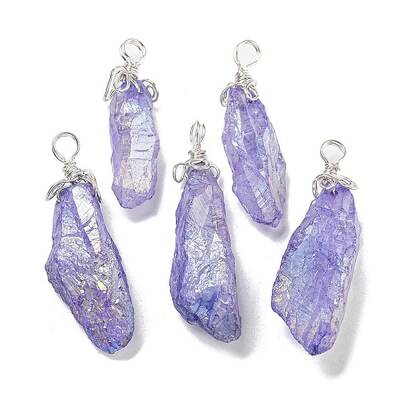 Electroplated Raw Rough Natural Quartz Crystal Big Pendants