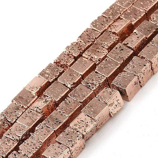 Electroplated Natural Lava Rock Beads Strands