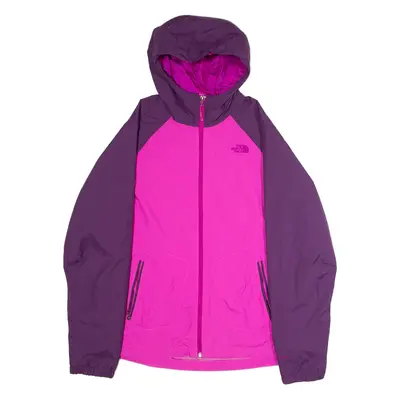THE NORTH FACE Womens Rain Jacket Pink Nylon Hooded Colourblock L