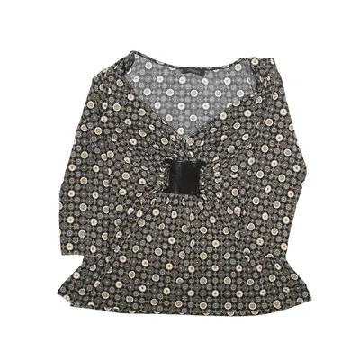 SINEQUANONE Belted Top Black V-Neck Spotted Long Sleeve Womens S