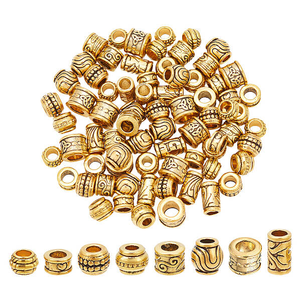 80Pcs 8 Styles Tibetan Style European Beads