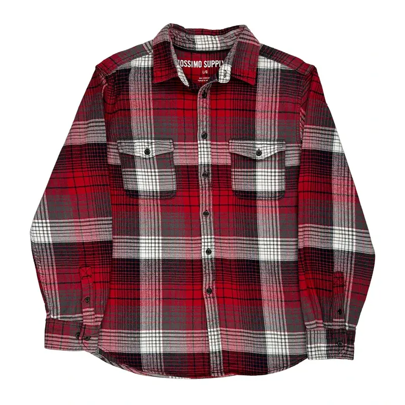 Mossimo Supply Checked Flannel Shirt - Large Red Cotton